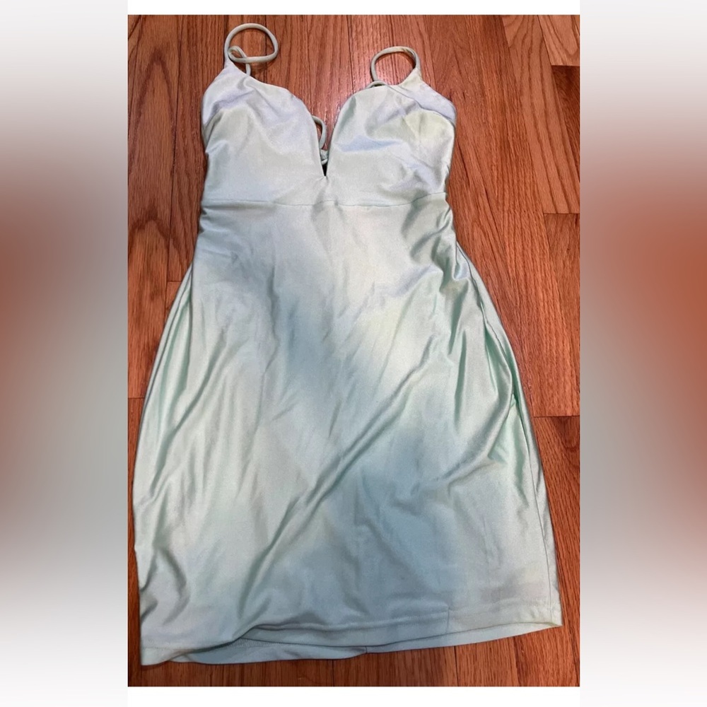 Fashion Nova Light Blue Green  Dress Large